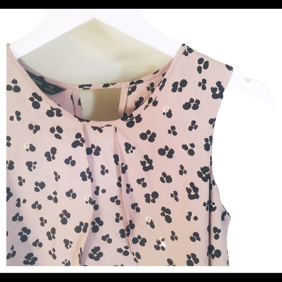 ZARA BASIC Print Flutter Sleeveless Blouse With Open Back Mocha/Tan Size XS - Picture 8 of 13